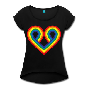 Women's Roll Cuff T-Shirt rainbow flag  heart - Riri Marie S S  Women's Roll Cuff T-Shirt SPOD Riri Marie 