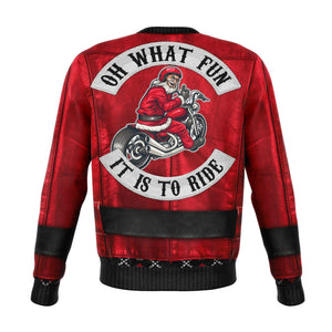 oh what fun holiday motorcycle ugly christmas sweater