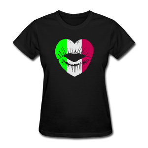 Italian kiss Women's T-Shirt Italy heart lips - black
