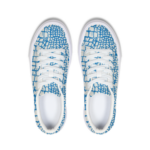 Croc Skin Sneaker LACE UP BLUE AND WHITE SHOES - Riri Marie    shoes Riri Marie  Riri Marie 