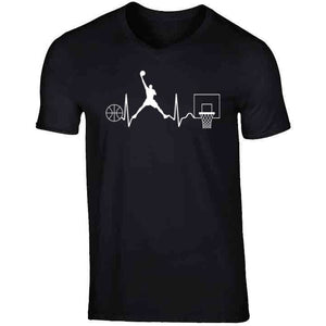 Mj basketball heart beats T-shirt - Riri Marie V-Neck / Black / Small V-Neck Black T-Shirt Tshirtgang Riri Marie 