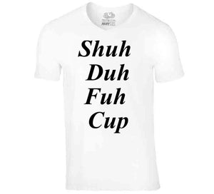 Shuh Duh Fuh Cup T Shirt - Riri Marie V-Neck / White / Small V-Neck White T-Shirt Tshirtgang Riri Marie 